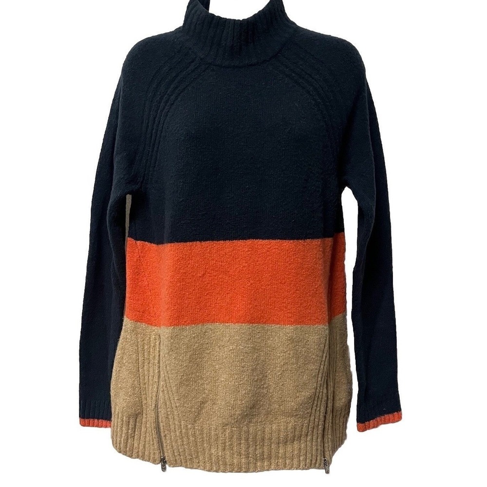 Abercrombie & Fitch Sweater‎ Turtleneck Color Block Wool Blend Zip Y2K Womens M